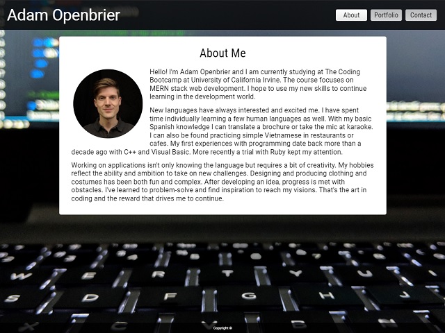 Responsive layout biography web page
